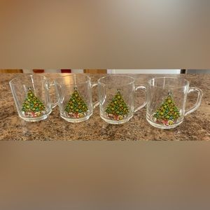 4 Luminarc Carlton Glass 10 oz Tree Mug Cups